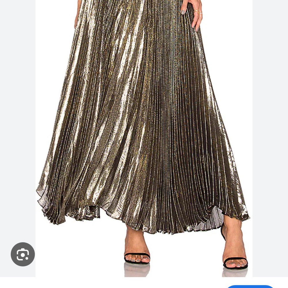 Alice & Olivia Katz Gold Pleated Maxi Skirt